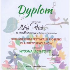 Udział w Miejskim Festiwalu Piosenki dla Przedszkolaków "Wiosna, ach to Ty..."