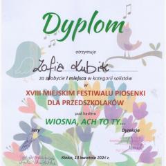Udział w Miejskim Festiwalu Piosenki dla Przedszkolaków "Wiosna, ach to Ty..."